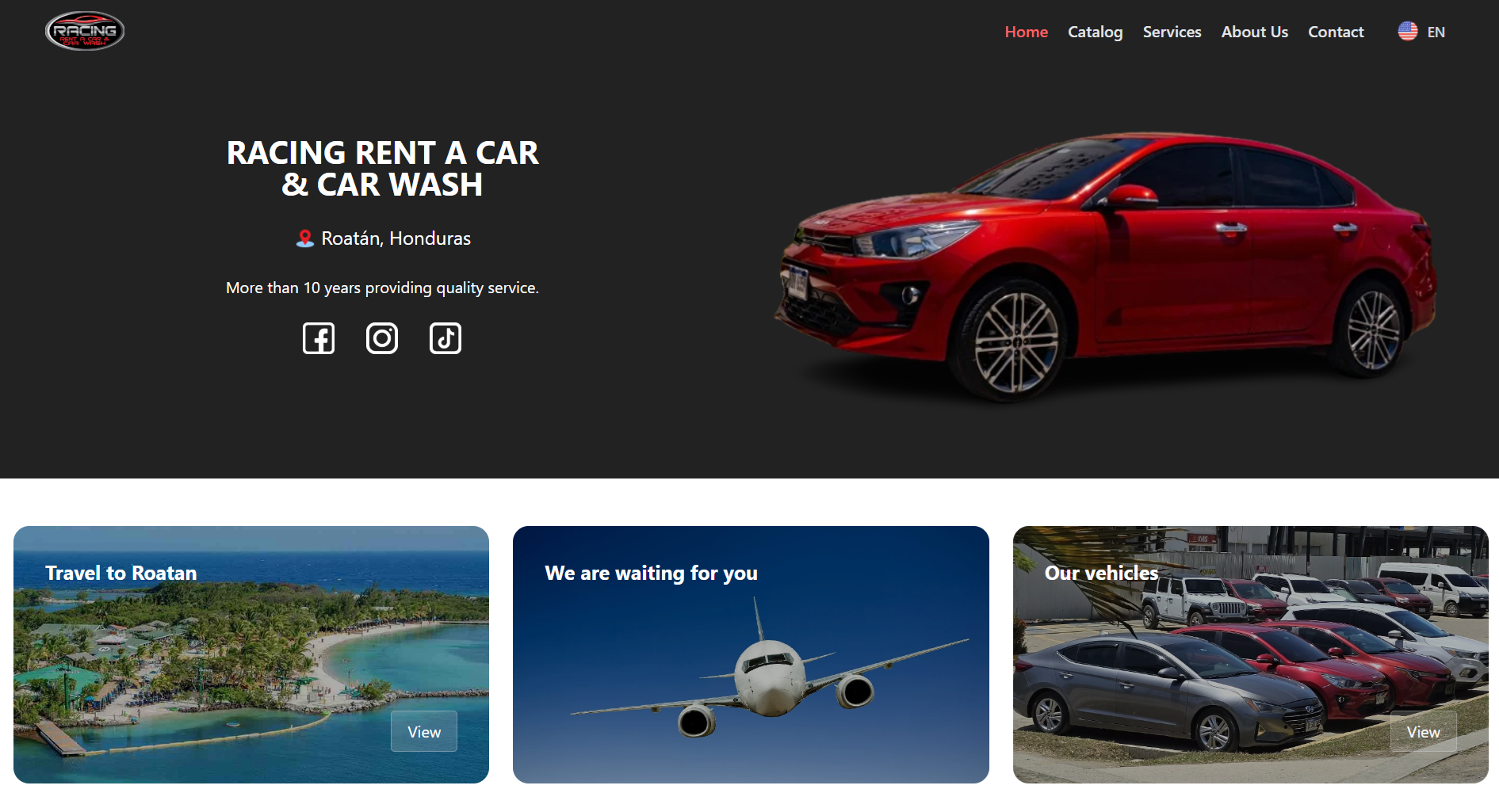 Sitio web - Racing Rent a Car & Car Wash